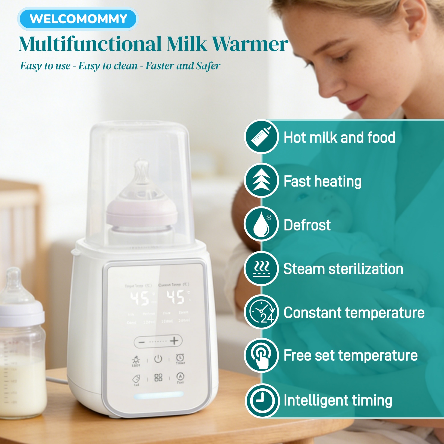 Dry Food Baby - 8In1 biberon chauffe-lait maternel stérilisateur multifonction